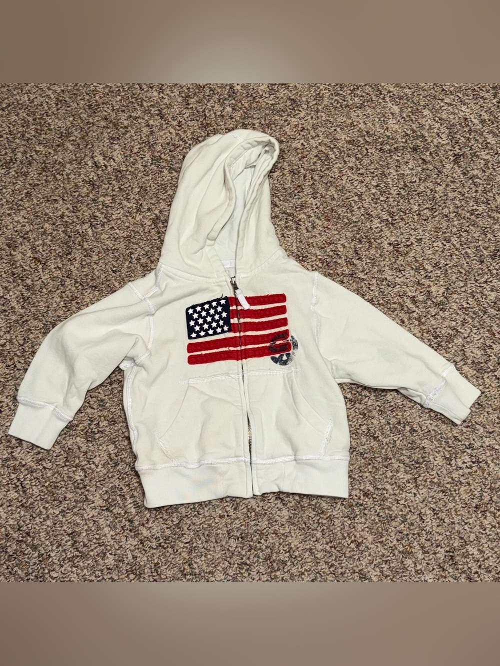 Boys girls 4T hoodie Zip-Up Hoodie with Red, Blue Flag Graphic 4th of July